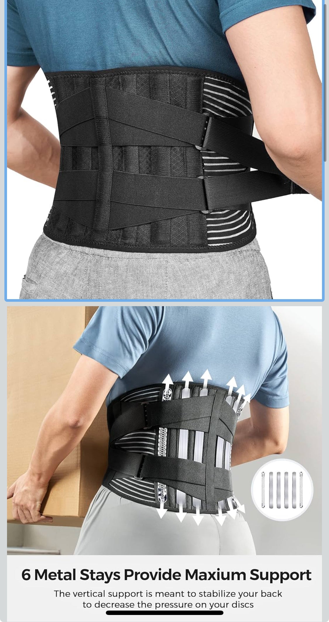 (S) Titan Back Brace for Lower Back Pain Relief with 6 Stays, Breathable Back Support Belt for Men/Women for work , Anti-skid lumbar support belt with 16-hole Mesh for sciatica(S) - Flip It Now