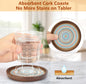 Stahala Wooden Drink Coasters,4.7 in Coasters for Drinks Absorbent Cork Coasters Set,Natural Wood Stackable Reusable Coasters for Home Office Coffee Bar Table,Rustic Gifts for New Home Friends
