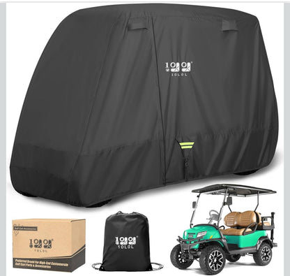 10L0L Heavy Duty 650D Golf Cart Cover for 2/4/6 Passengers EZGO, Club Car and Yamaha, All Weather Outdoor Protection Weatherproof