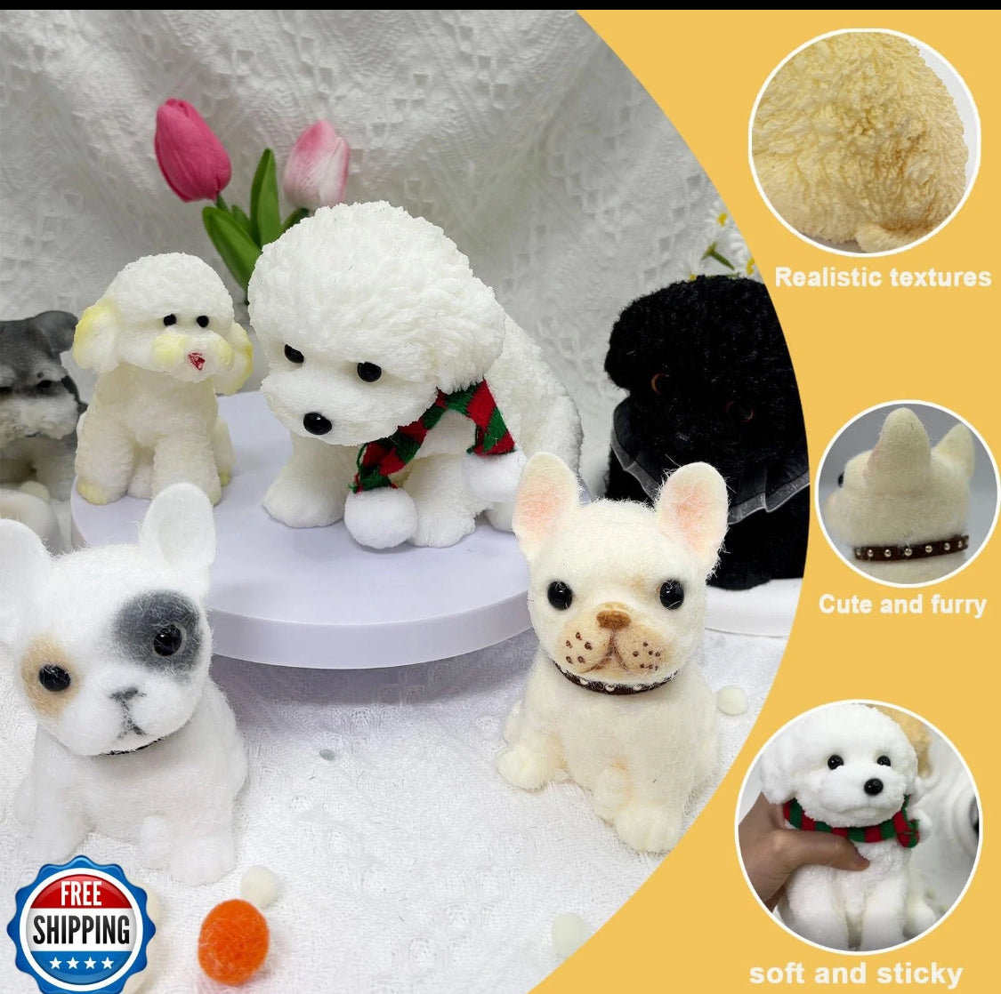 TSFGDYL 2PCS Cute Squishy Dog Toys - Handmade Squishy Dog Relief Toy, Ultra Soft Silicone Squishies Toy for Kids and Adults, Autism and Anxiety Relief, Fun Gift for Boys and Girls