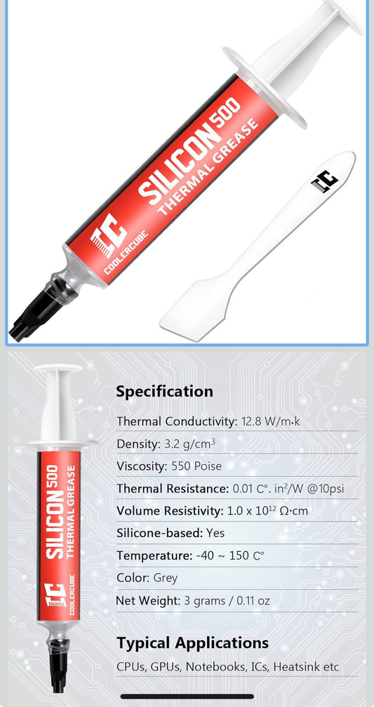 (2) Thermal Paste, 3g CPU Thermal Compound Paste, Heatsink Paste for All Coolers, CPU, GPU, IC Processor, Carbon Based High Performance, Thermal Interface Material