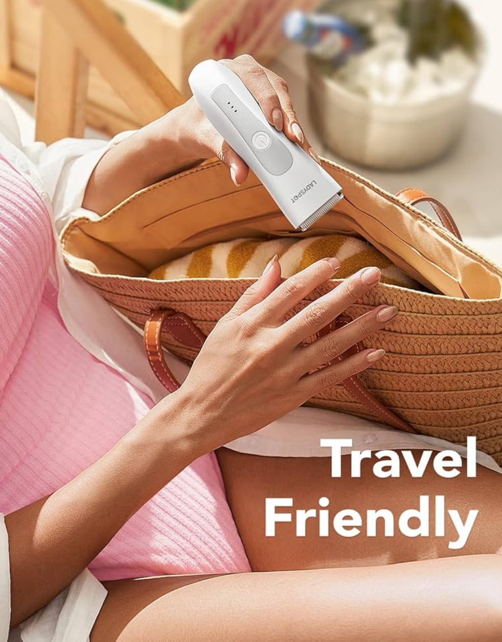 Bikini Trimmer for Women, Pubic Hair Trimmer Shaver for Women -Waterproof Hair Shaver Razors, LADYSPOT™ Shaving Sets,with 3 Guards,Replaceable Hypoallergenic Ceramic Blade,Wet/Dry (white) - Flip It Now