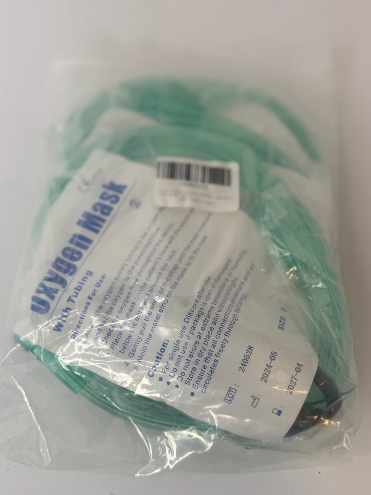 3 Pack Oxygen Mask Pediatric Standard with 6.6' Tube & Adjustable Elastic Strap - Size M