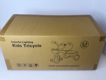 Toddler Tricycle for 1-3 3-5 Year Olds, 2 3 4 5 Year Old Girl Xmas Birthday Gifts, Pink Toddler Baby Bike, 4-Level Adjustable Seat, 3 Color Light Wheels, 2 Baskets, Outdoor Toys for Ages 2-4