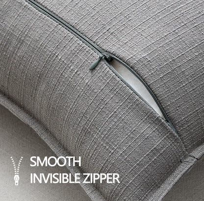 MIULEE Pack of 2 Thick Textured Couch Throw Pillow Covers, Grey Decorative Pillow Covers 18x18, Neutral Linen Cushion Cases for Sofa Bed Living Room Modern Farmhouse Home Decor, No Filling