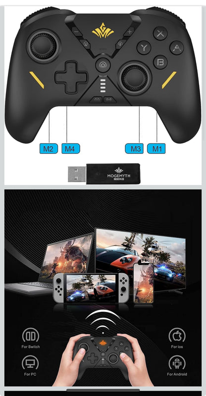 (2) MOGEMYTH Switch Controller, with Dual Vibration and 6-Axis Gyro, BT Controller for iPhone/Android/Switch and Windows 7/8/10/11,wireless controller pc