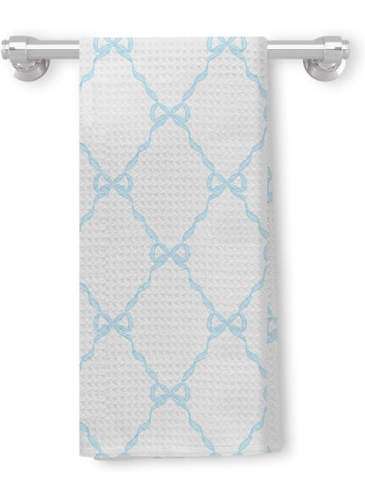 Sky Blue Coquette Bow Knot Kitchen Towels, Preppy Hand Towels for Bathroom, Coquette Bow Bathroom Decor, Preppy Bathroom Decor, Blue Bow Ribbon Dish Towels Tea Towels for Kitchen, 16x24 Inch - Flip It Now