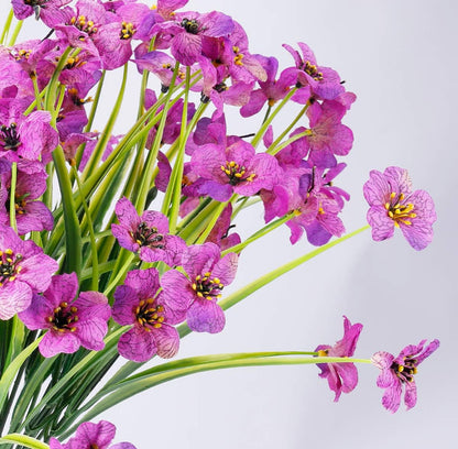 (2) 12 Bundles Artificial Flowers Outdoor UV Resistant Fake Flowers No Fade Plastic Plants Garden Porch Window Box Decorating (Purple