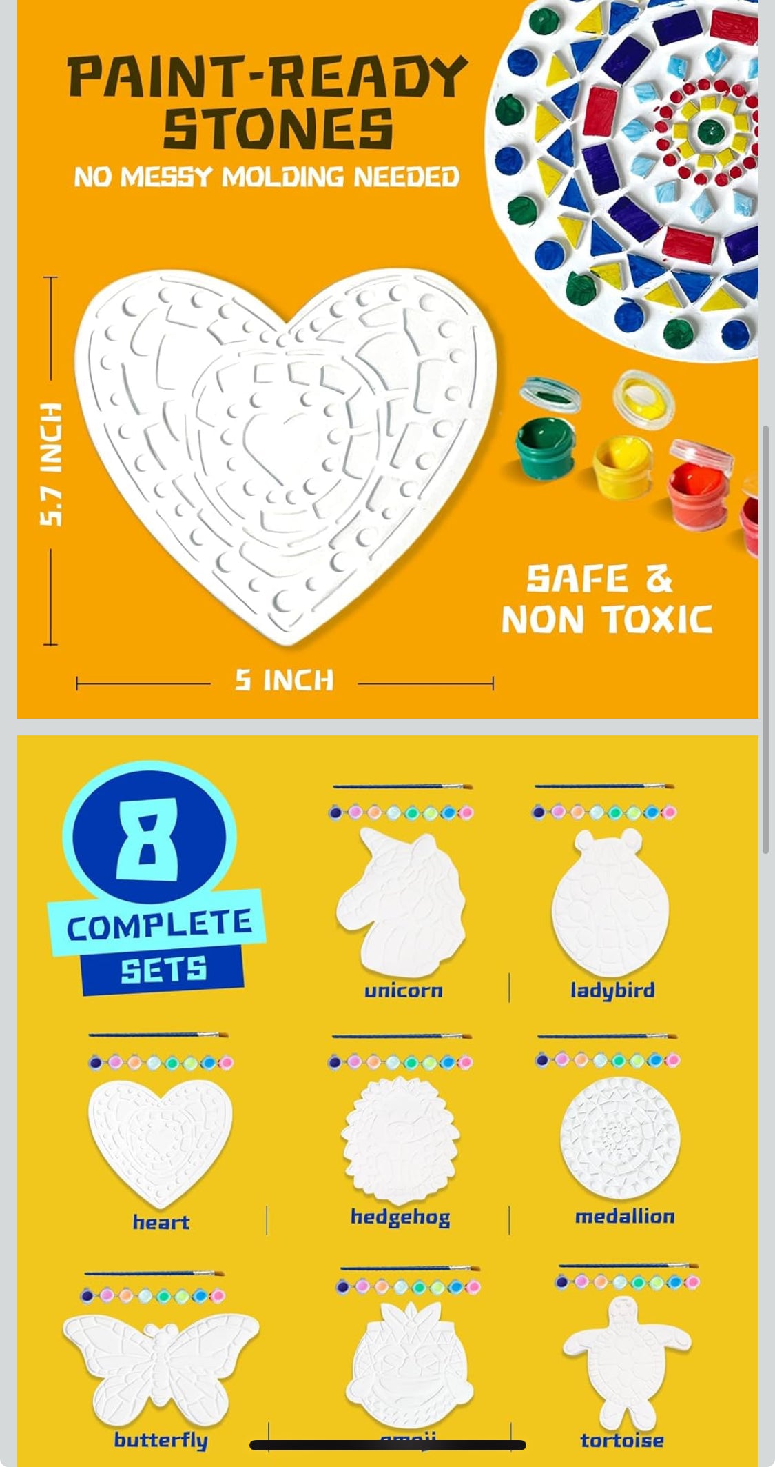 EggSun 8Pcs Stepping Stones Painting Crafts Kit for Kids 4 8 6, DIY Garden Stones Outdoor Paint Your Own Ceramic Unicorn Arts and Crafts for Boys Girls Ages 4 7 9 10 12 Birthday Gifts