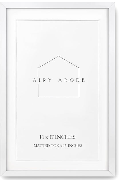 Premium White Wood Picture Frame 11x17 Matted to 9x15