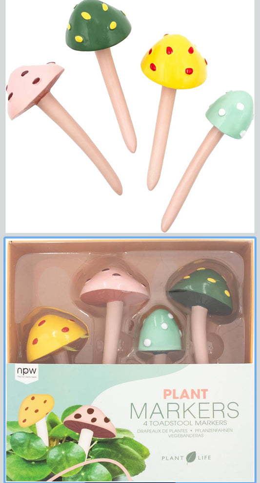 NPW Plant Life Toadstool Plant Markers | Decorative Mushroom Plant Tags for Succulents, Flowers, & Greenery | Garden & Indoor Plant Label Set, Birthday Gifts for Plant Lovers & Gardeners - Flip It Now
