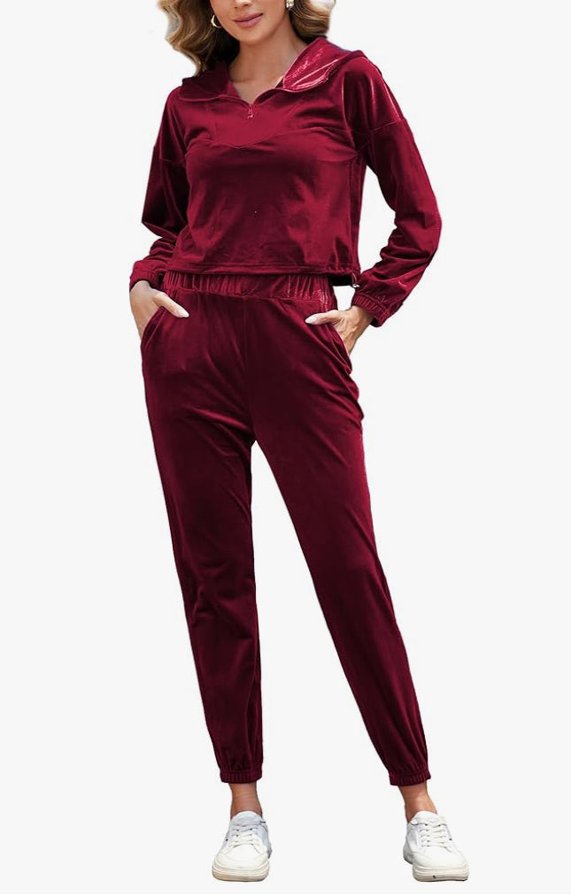 YYA Women Zip Up Active Sweatsuits Velour Track Suits Sets with Hoodies 2 Piece Outfit Workout Athletic Tracksuits S - Flip It Now