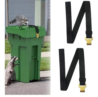QMARK Trash Can Lock Straps, 2-Pack, Adjustable Garbage Can Lid Locks with Metal Claw, Animal-Proof, Black - Flip It Now