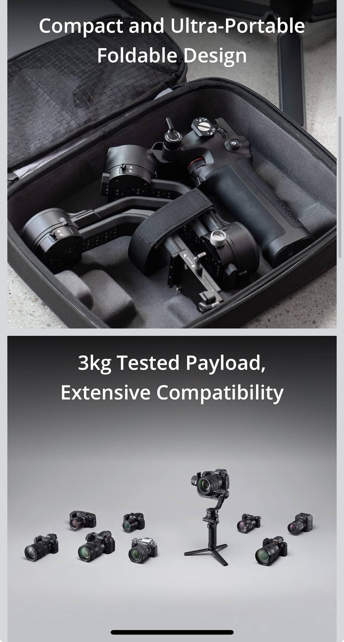 DJI RSC 2 Combo - 3-Axis Gimbal Stabilizer for DSLR and Mirrorless Camera, Nikon, Sony, Panasonic, Canon, Fujifilm, 6.6 lb Payload, Foldable Design, Vertical Shooting, OLED Screen, Black.