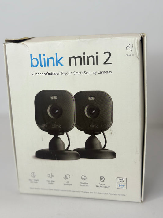 Blink Mini 2 — Home Security & Pet Camera(s) with HD video, color night view, motion detection, two-way audio, and built-in spotlight — 2 cameras (Black)