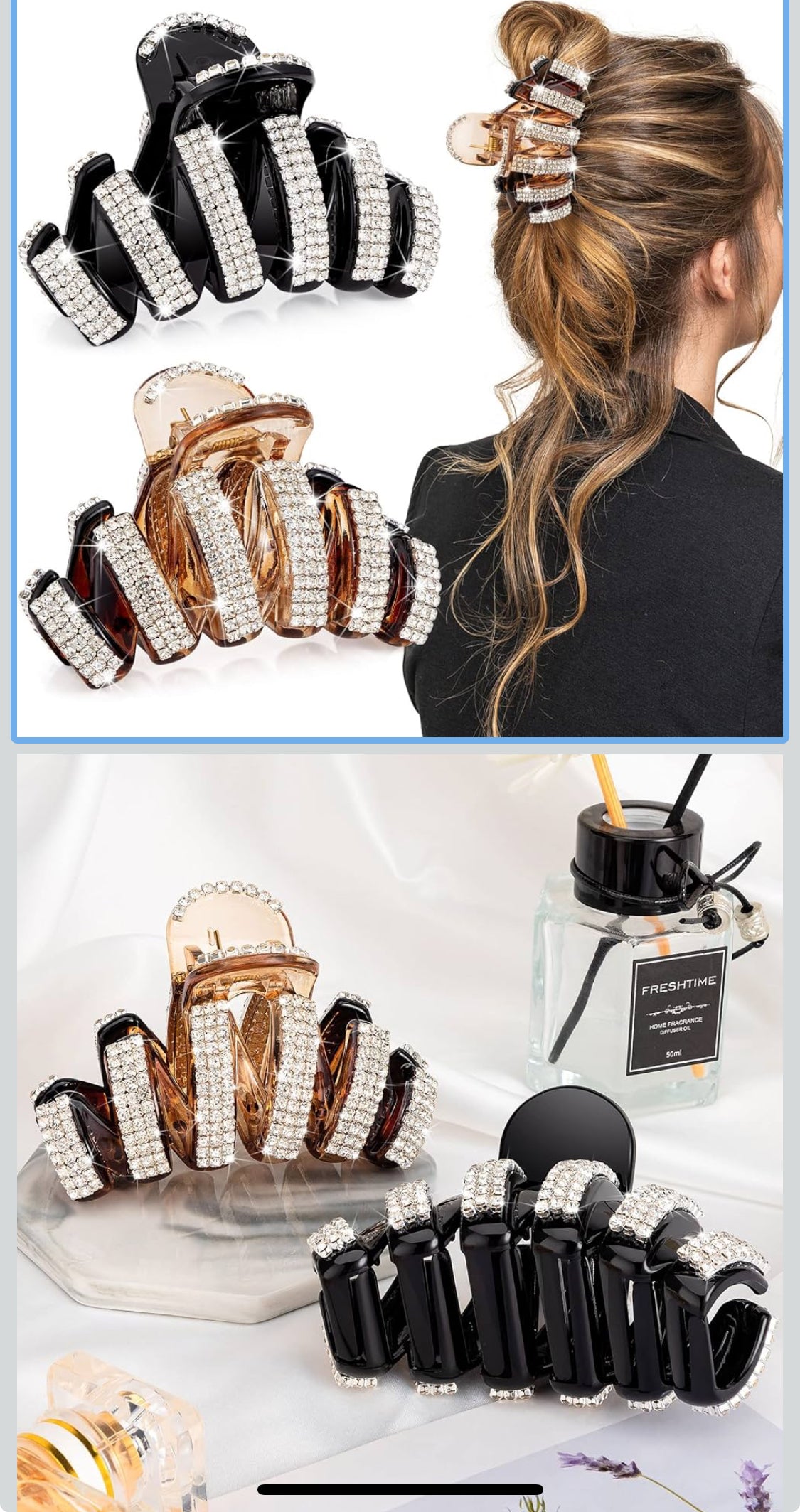 9Pcs Large Rhinestone Hair Clips, Crystal Jaw Clips Hairpin for Thick Hair, Fashion Hair Clamp Catch Barrette Hair Accessories for Women Girls+ 6PCS Bow Hair Clips Leopard Twist Bow Leather Flat Clip, Non-slip Flat Hair Clips for Women, Flat Claw Clip fo - Flip It Now