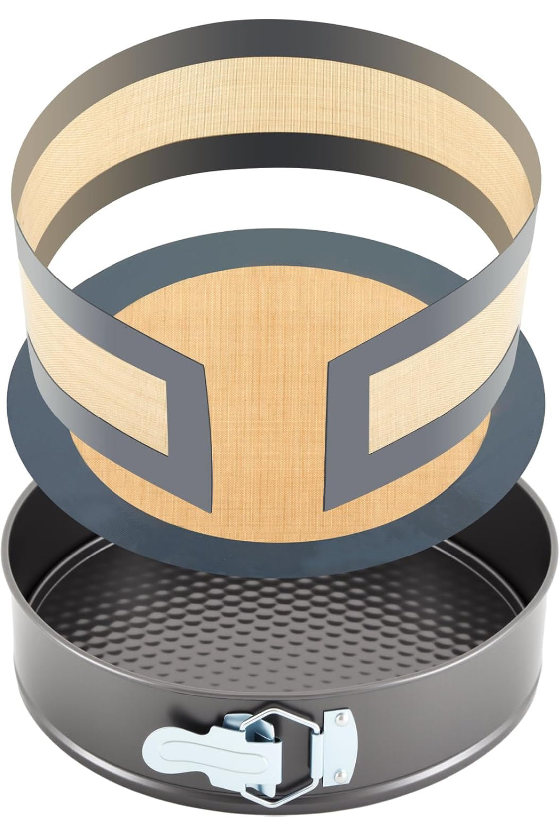 Honeydak 9 Inch Springform Pan with Silicone Baking Mat Set Non-stick Cheesecake Pan with Removable Bottom Protector Prevent Cake from Sticking to Bottom and Side Easy Clean Silicone Liners for Baking - Flip It Now