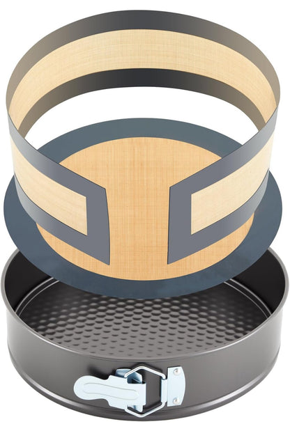 Honeydak 9 Inch Springform Pan with Silicone Baking Mat Set Non-stick Cheesecake Pan with Removable Bottom Protector Prevent Cake from Sticking to Bottom and Side Easy Clean Silicone Liners for Baking - Flip It Now