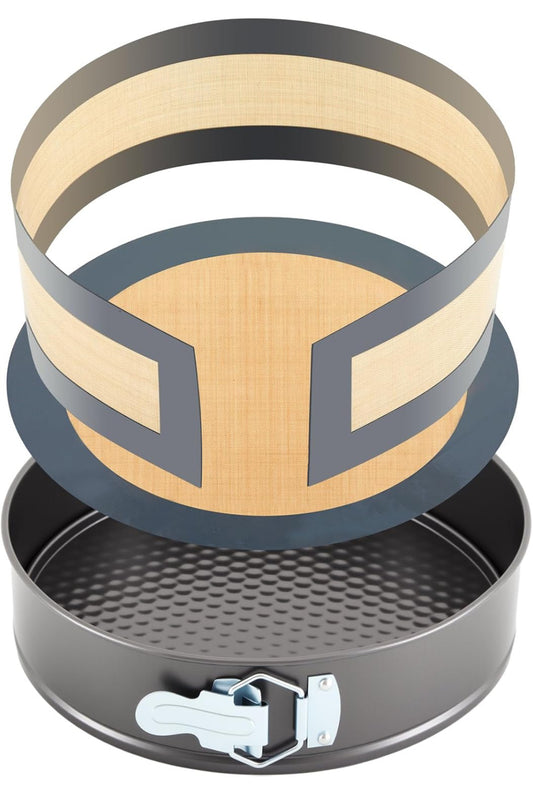 Honeydak 9 Inch Springform Pan with Silicone Baking Mat Set Non-stick Cheesecake Pan with Removable Bottom Protector Prevent Cake from Sticking to Bottom and Side Easy Clean Silicone Liners for Baking - Flip It Now