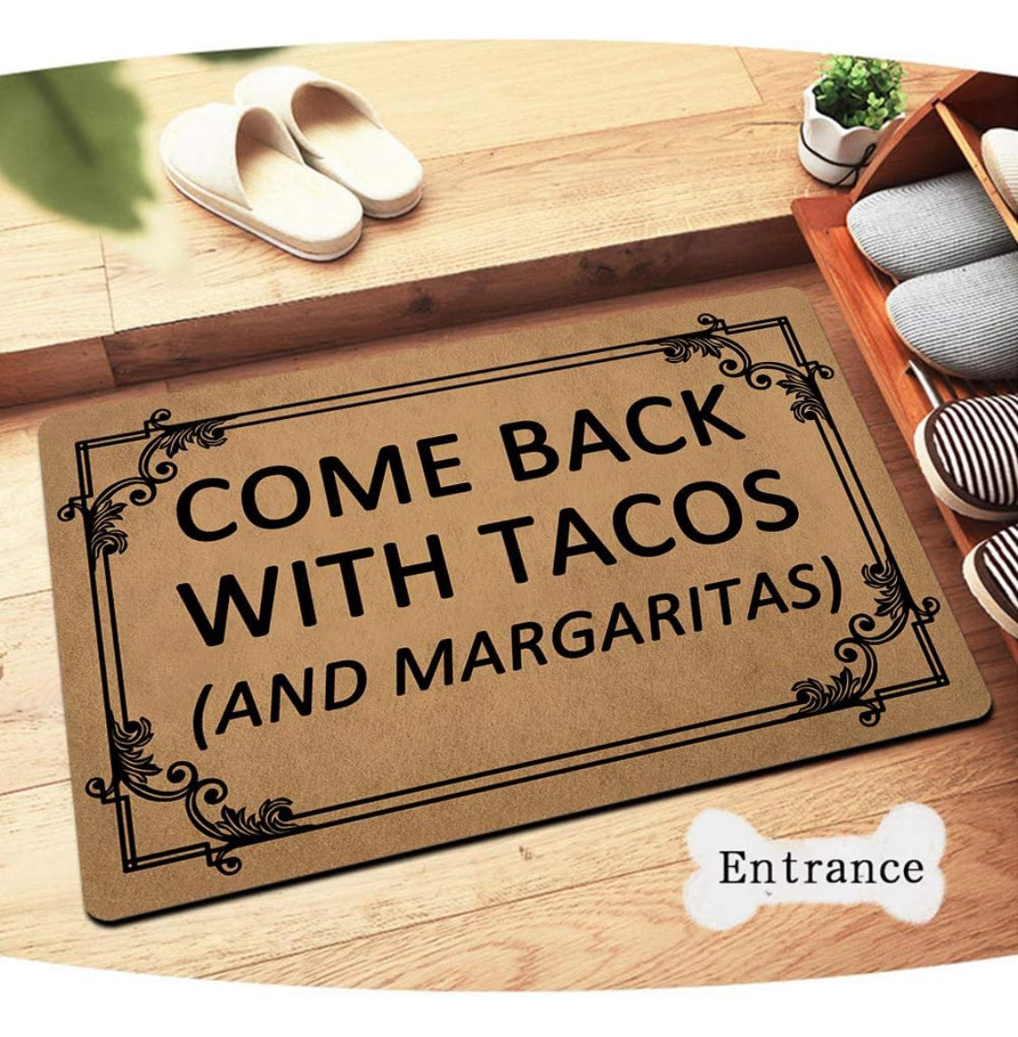 Funny Welcome Mats Come Back with Tacos Anti-Slip Rubber Easy Clean Doormat with Personalized Design Entrance Way Indoor Doormat Patio High Traffic Areas Kitchen mats and Rugs (23.6 X 15.7 in)