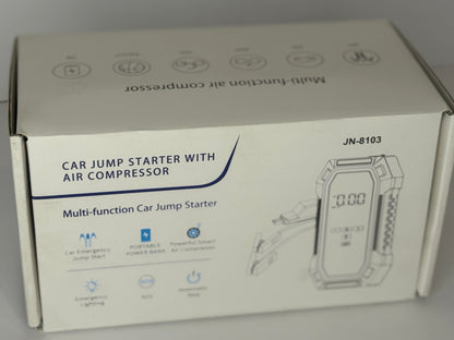 Jump Starter with Air Compressor, 5000A Peak Car Battery Jump Starter(9.0 Gas/8.0L Diesel), 160PSI 12V Jump Box Car Battery Jumper Starter Portable with Smart Jumper Cables, LED Lights, LCD Display