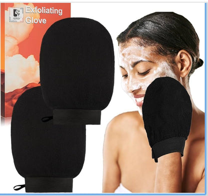 (2) 2pks Exfoliating Glove Body Scrubber, Exfoliating Body Scrubber Exfoliating Mitt for Normal to Dry Skin, Body Exfoliator for Self-Tan Removal and Applicationin, Made of Viscose Fiber （4 Black） - Flip It Now