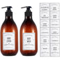 2 Pack Pump Bottle Dispenser, 16 oz Plastic Lotion Bottle with Pump for Body Oil, 500ml Amber Refillable Containers with 12 Labels for Shampoo Body Wash Hand Dish Soap - Flip It Now