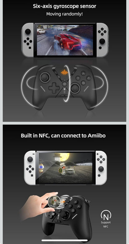 (2) MOGEMYTH Switch Controller, with Dual Vibration and 6-Axis Gyro, BT Controller for iPhone/Android/Switch and Windows 7/8/10/11,wireless controller pc