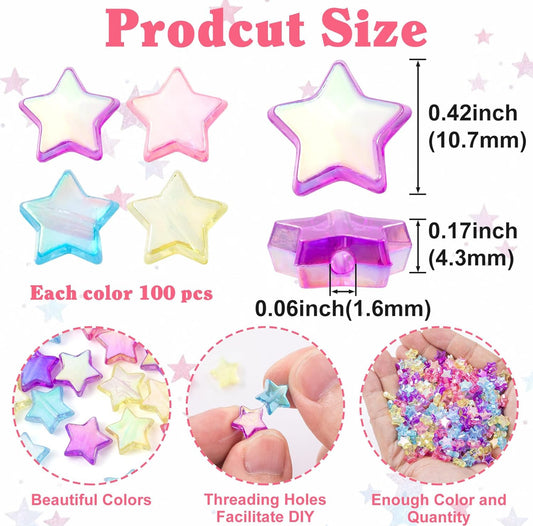 (2) OIIKI 400Pcs Star Shape Beads for Bracelets, Colorful Acrylic Spacer Beads for DIY Crafts, Jewelry Making, Bracelets, Earrings, Necklace - Flip It Now