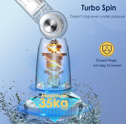 Marchpower Electric Spin Scrubber, Power Shower Scrubber Cordless Cleaning Brush 6 Replaceable Brush Heads, 2 Speeds, Adjustable Detachable Handle, IPX7 Waterproof Bathroom Scrubber Tub Tile Floor