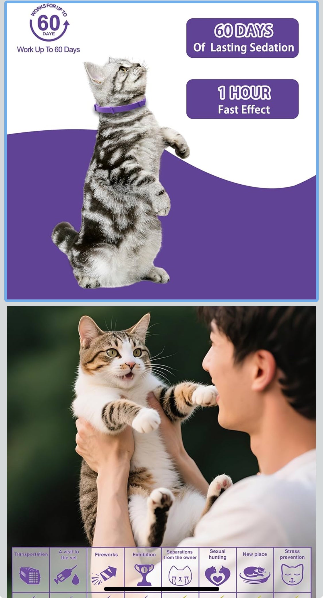 (11)Calming Collars for Cats 6-Pack Adjustable  Collar 60-Day Calming Collar for Anxiety Relief for Cats Stress Relief for Travel, Vet Visits & Multi-Cat Homes - Flip It Now