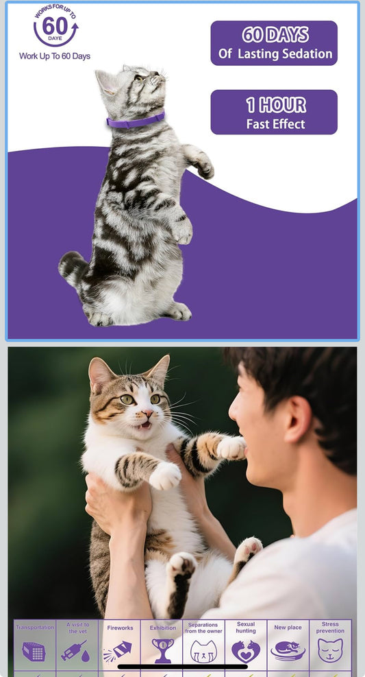 (11)Calming Collars for Cats 6-Pack Adjustable  Collar 60-Day Calming Collar for Anxiety Relief for Cats Stress Relief for Travel, Vet Visits & Multi-Cat Homes - Flip It Now