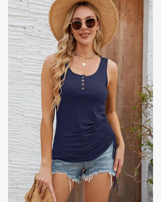 Tank Tops, 3 Pack Summer Tank Tops Henley Top Shirts (black,white,grey) - Flip It Now