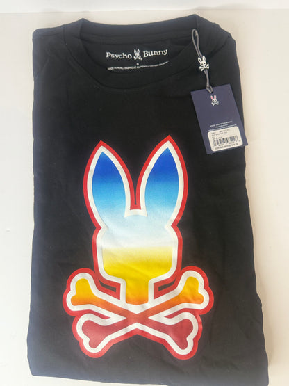 Men Psycho Bunny Guy Graphic Tee Black (B6U107Y1PC 001), Sz (6) L