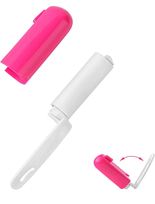 (3) Travel Lint Roller with Cover Mini Refillable Lint Remover for Clothes Tiny Cute Lint Roller for Purse Pocket Travel Essentials for Women (Rose - Flip It Now