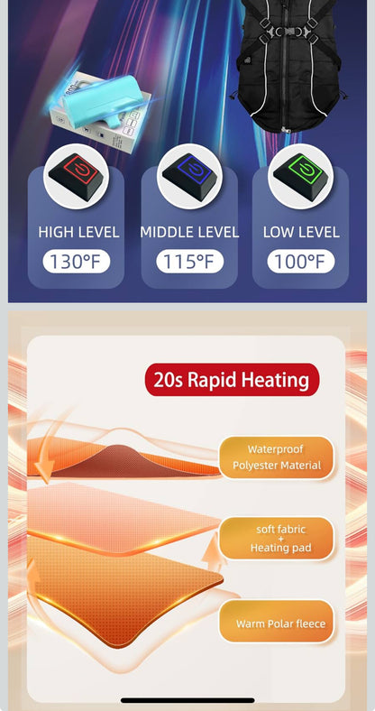 COMOIL Heated Dog Warm Jackets,Heated Winter Dog Vest for USB Charging,Power Bank Included,Water Resistant, Reflective Cold Weather Coats with Dual D Ring Leash for Dogs and Cats,Portable(Black L) - Flip It Now