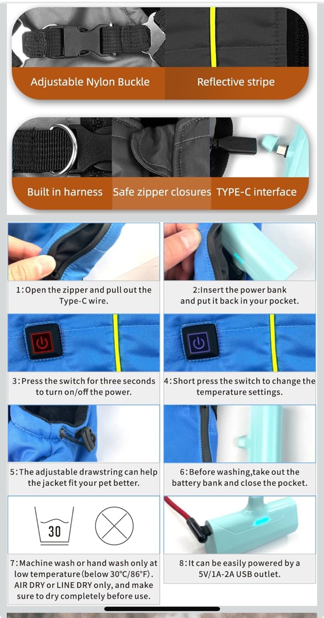 COMOIL Heated Dog Warm Jackets,Heated Winter Dog Vest for USB Charging,Power Bank Included,Water Resistant, Reflective Cold Weather Coats with Dual D Ring Leash for Dogs and Cats,Portable(Black L) - Flip It Now