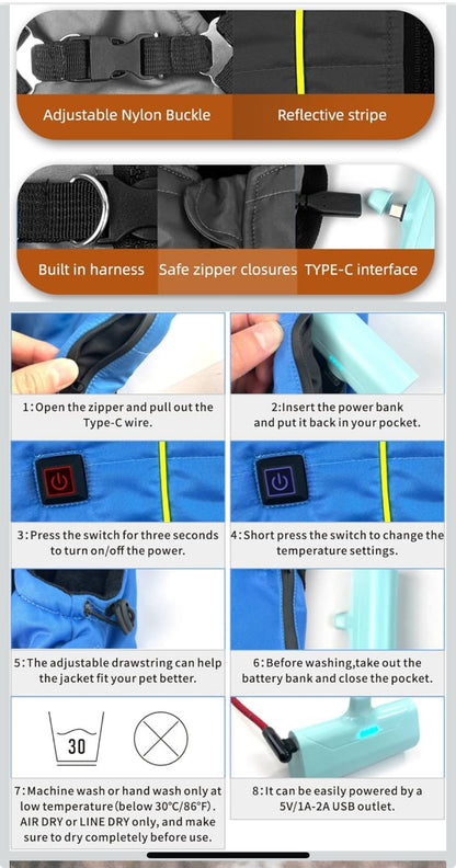 COMOIL Heated Dog Warm Jackets,Heated Winter Dog Vest for USB Charging,Power Bank Included,Water Resistant, Reflective Cold Weather Coats with Dual D Ring Leash for Dogs and Cats,Portable(Black L) - Flip It Now