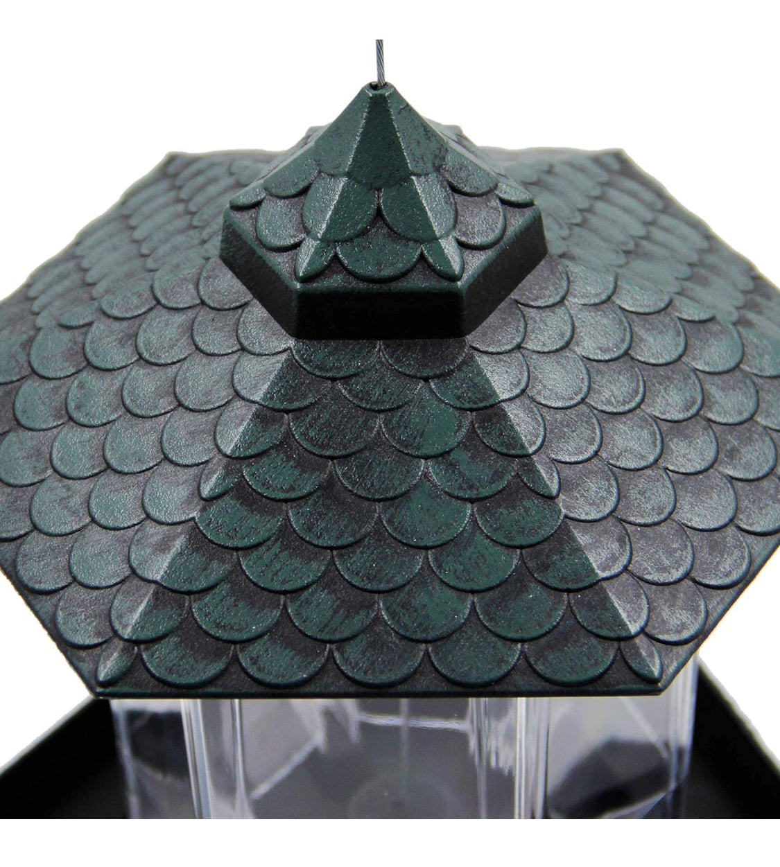 Twinkle Star Wild Bird Feeder Hanging for Garden Yard Outside Decoration, Hexagon Shaped with Roof, Green
