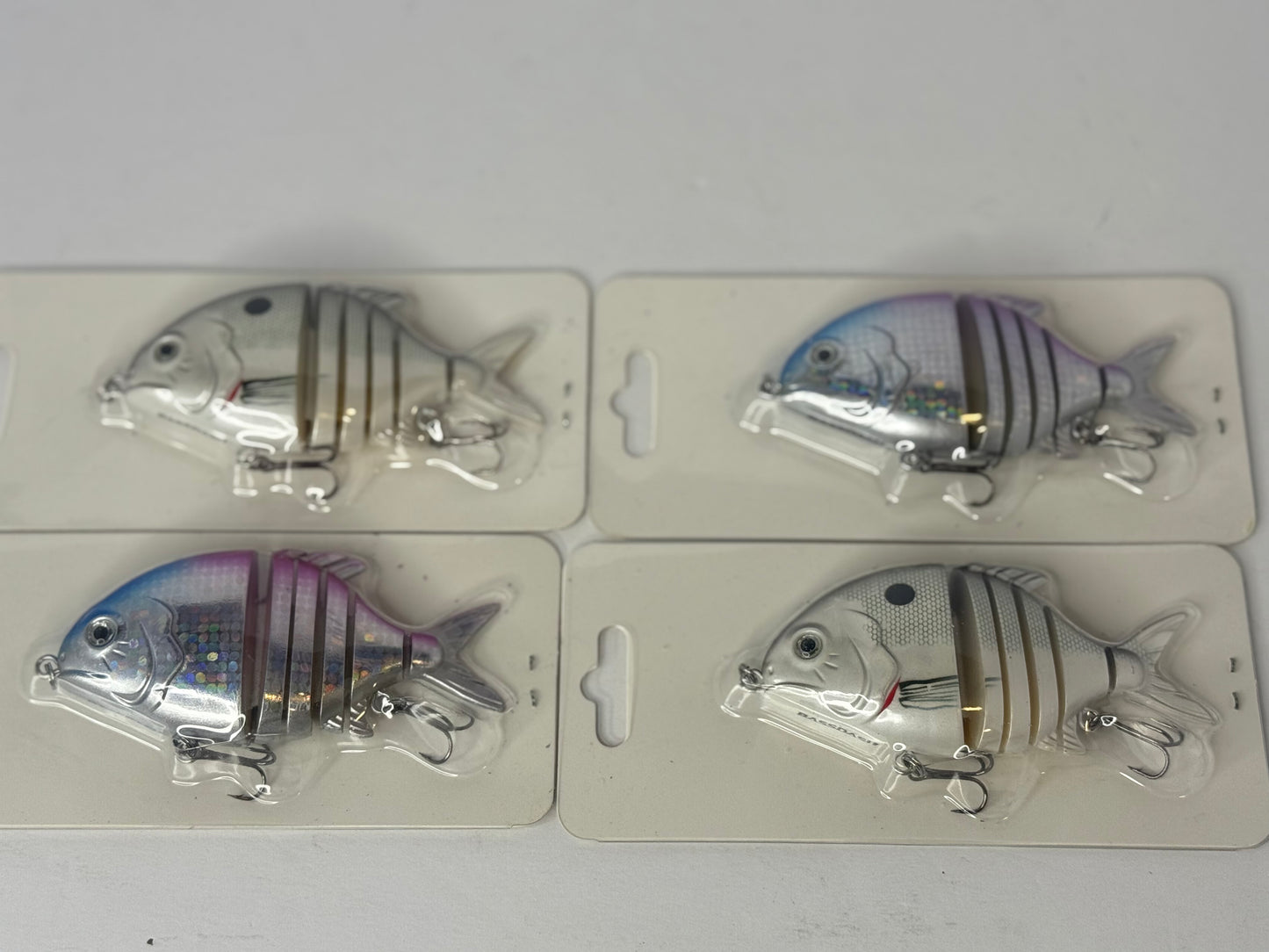 (4) BASSDASH SwimPanfish Multi Jointed Panfish Bluegill Swimbaits Hard Topwater Bass Lures Fishing Lure Crank Saltwater 3.5in/0.85oz,Pack of 4