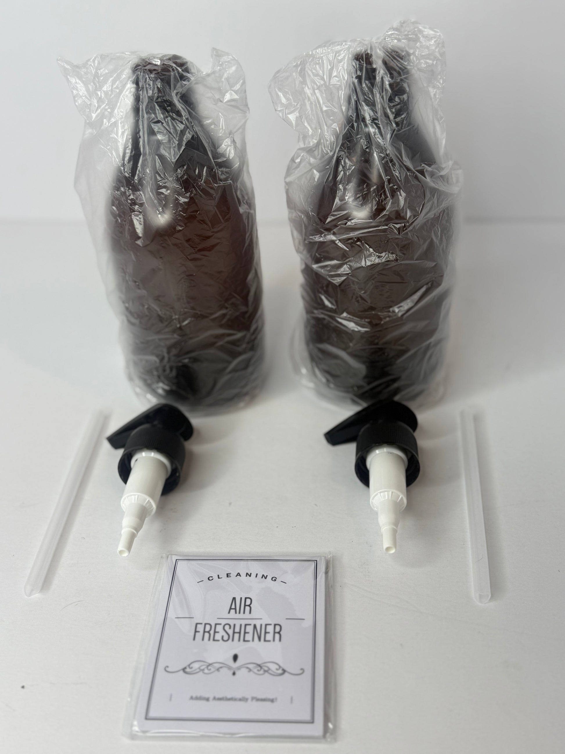 2 Pack Pump Bottle Dispenser, 16 oz Plastic Lotion Bottle with Pump for Body Oil, 500ml Amber Refillable Containers with 12 Labels for Shampoo Body Wash Hand Dish Soap - Flip It Now