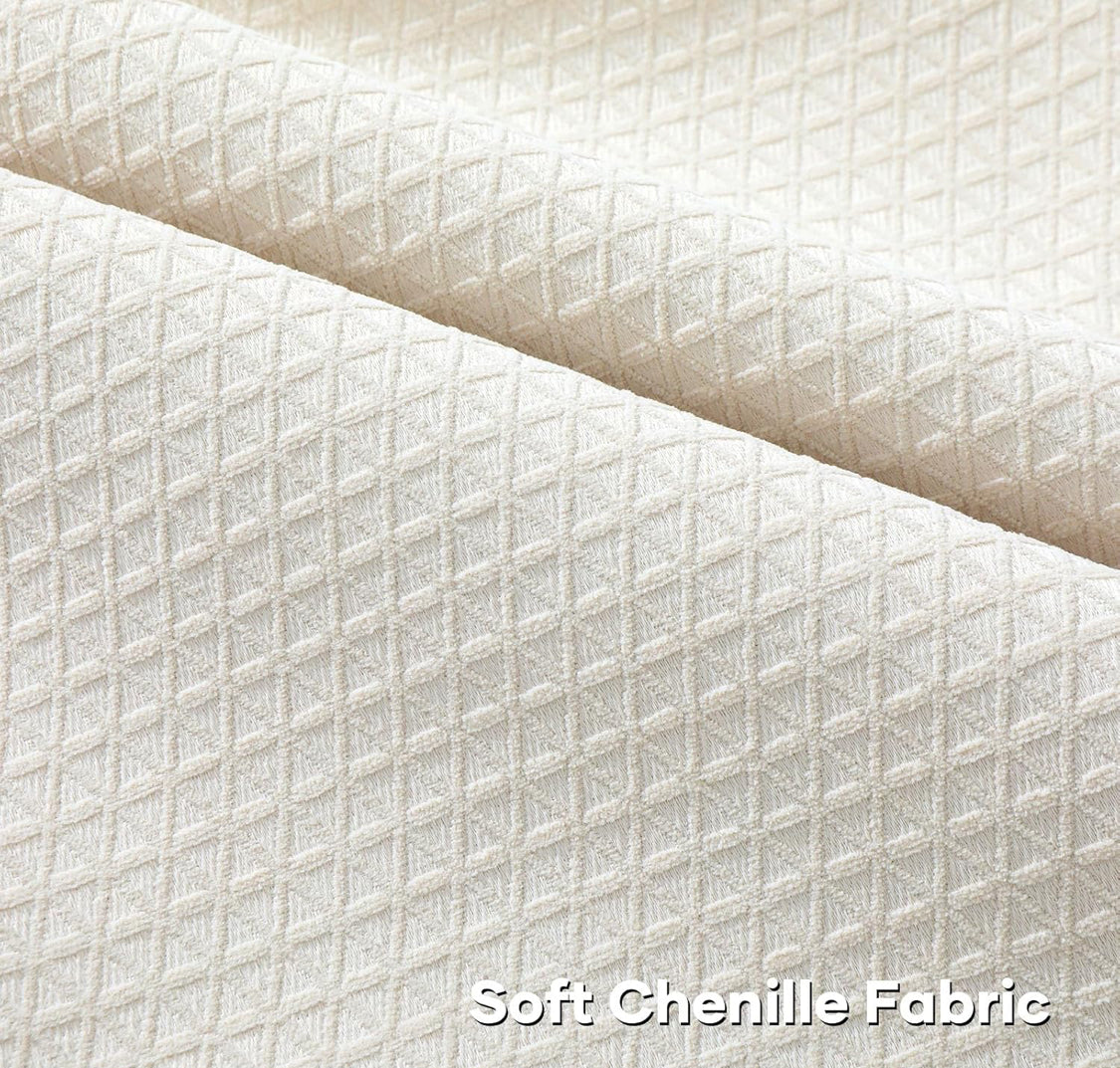 FUTEI Cream Decorative Throw Pillow Covers 18x18 Inch Set of 2,Soft Chenille Triangle Check Pattern Cushion Case,Modern Home Decor for Couch Bed Living Room