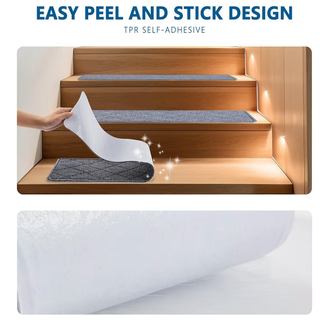 Stair Treads for Wooden Steps Indoor, 8" X 30" Non Slip Carpet Stair Treads with Reusable Adhesive for Kids Elders and Dogs, Surface Polyester TPR Backing Stair Rugs, 4 Pack Stair Rugs Dark Grey