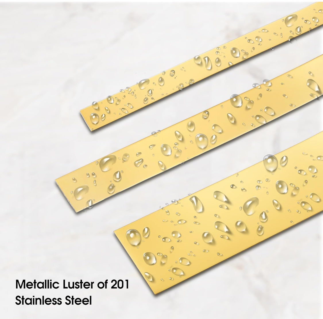 Brushed Metal Trim,Peel and Stick Wall Trim Molding,Stainless Steel Self Adhesive Wall Trim for Mirror Frame, Fireplace and Microwave Gap Filler (Gold,16.4ft x 1.6in)