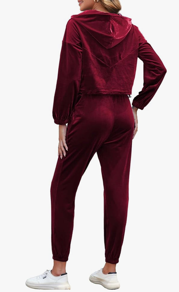 YYA Women Zip Up Active Sweatsuits Velour Track Suits Sets with Hoodies 2 Piece Outfit Workout Athletic Tracksuits S - Flip It Now