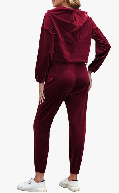 YYA Women Zip Up Active Sweatsuits Velour Track Suits Sets with Hoodies 2 Piece Outfit Workout Athletic Tracksuits S - Flip It Now