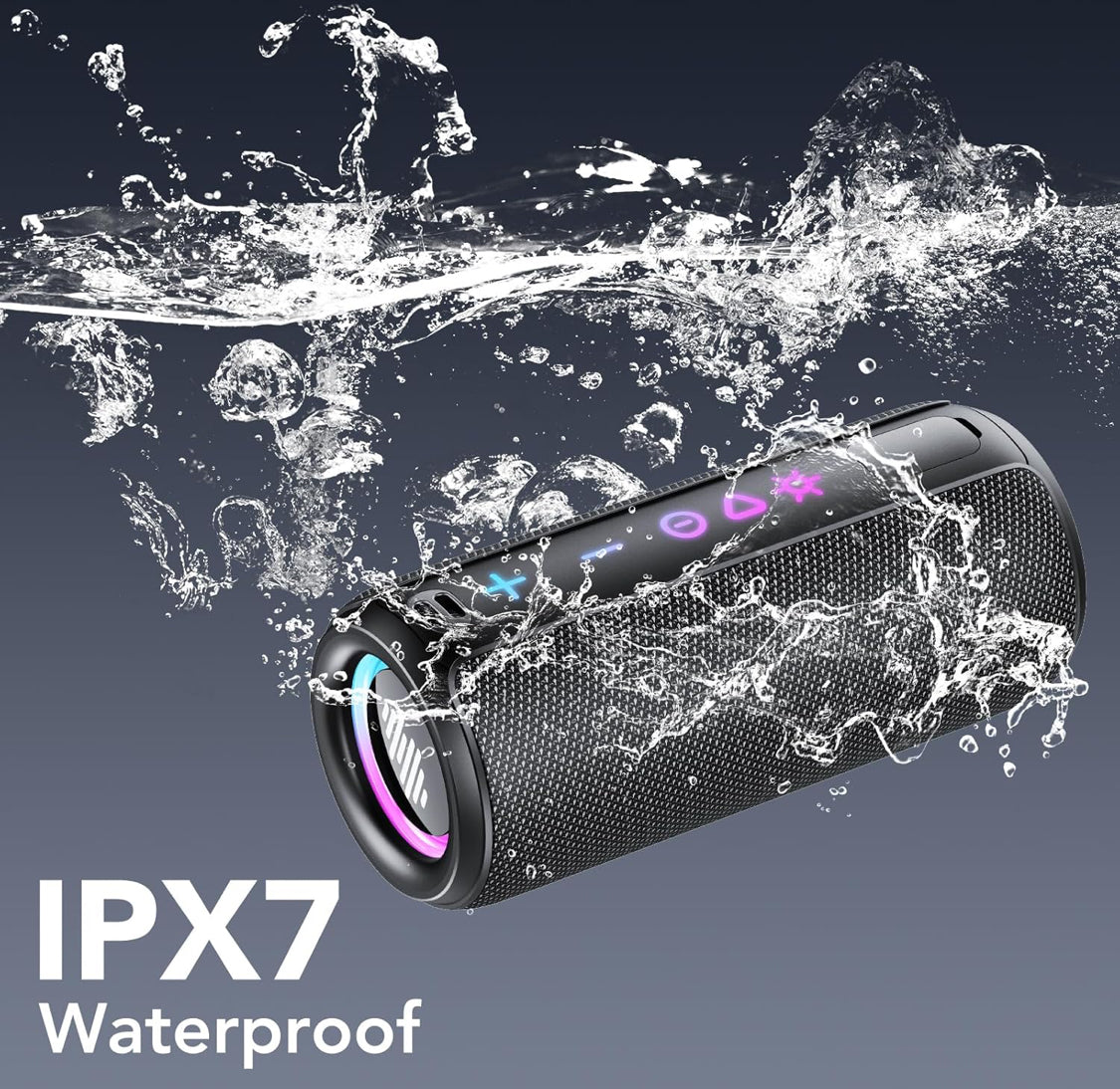 A7 Arcane Portable Speaker Bluetooth 5.4, 25W Super Loud Wireless Speaker: Boost Bass 3.0, 30H Playtime, 8 RGB Modes, IPX7 Waterproof, TWS Pairing, for Outdoor/Home/Party, Gift Ideas