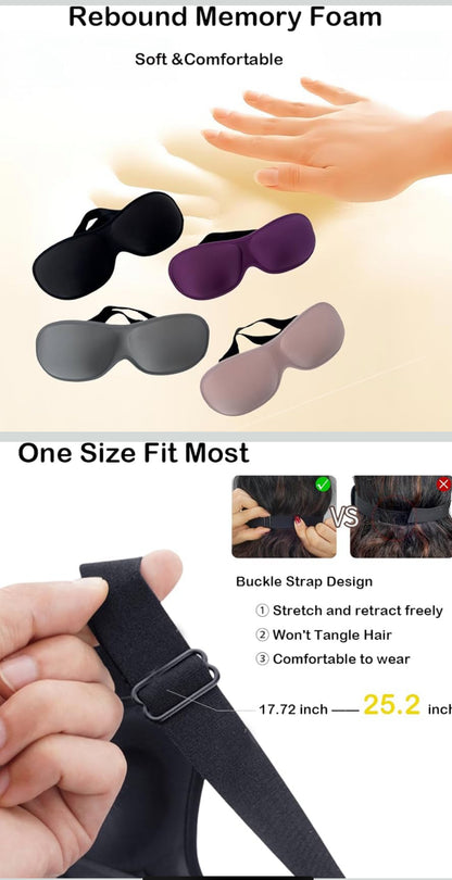 Sleep Mask for Side Sleeper100% Blackout 3D Sleep Eye Mask for Woman Man Sleep Eye Mask Classic Style for Side Sleeping, Travel,Yoga,Napping,Meditation(3 Pack with Earplugs) - Flip It Now