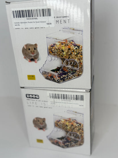 Hamsters Feeder Small Animals Automatic Dispenser Acrylic Clear Pet Food Storage Bowl for Dwarf Hamster Gerbils Mice Hedgehog Guinea Pig Pigeon Parrots (400ML) - Flip It Now