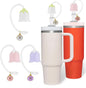 3Pcs for Stanley Cup Straw Cover Toppers with Letter Charm, 10mm Silicone Tulip Flower Straw Covers Lid Topper Straw Caps for Stanleys Cups Water Bottle Simple Modern Yeti Hydroflask Owala 30 40 oz - Flip It Now